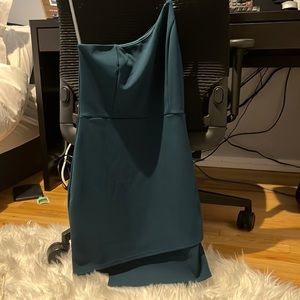 Hunter green one shoulder dress - mixology nyc